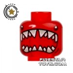 LEGO Mini Figure Heads Shark Mouth Transparent Red
