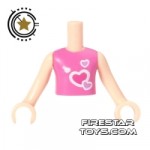 LEGO Friends Mini Figure Torso Pink Top With Hearts Pattern