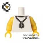 LEGO Mini Figure Torso White Top And Silver Medallion