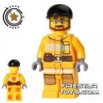 LEGO City Mini Figure Fireman Orange Suit and Black Cap