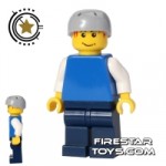 LEGO City Mini Figure Plain Blue Top Crash Helmet