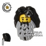 LEGO Hair Black with Gray Beard Embedded Axe Head