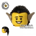 LEGO Hair Long With Pointy Brown Orc Ears Black