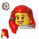 LEGO Hair Long over Shoulder Red Hair with Leaves