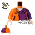 LEGO Mini Figure Torso Orange and Purple Zip Up Jacket