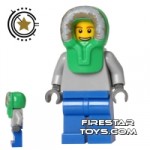 LEGO City Mini Figure Fur Lined Hood Green