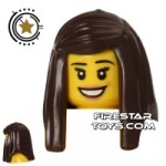 LEGO Hair Long Straight Hair Dark Brown