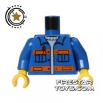 LEGO Mini Figure Torso Blue Overalls with Orange Stripes