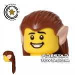 LEGO Hair Long With Pointy Elf Ears Reddish Brown