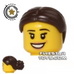 LEGO Hair Bun and Centre Parting Dark Brown