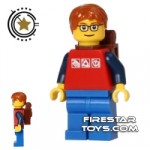 LEGO City Mini Figure Red Top and Backpack