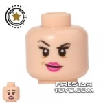 LEGO Mini Figure Heads Pink Lips Raised Eyebrow