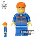 LEGO City Mini Figure Blue Overalls Silver Sunglasses