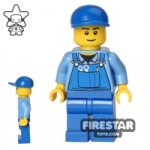 LEGO City Mini Figure Blue Overalls and Cap