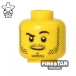 LEGO Mini Figure Heads Raised Eyebrow Stubble