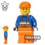 LEGO City Mini Figure Orange Overalls and Cap