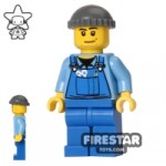 LEGO City Mini Figure Blue Overalls Knit Cap