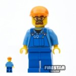 LEGO City Mini Figure Construction Worker Blue Overalls 3