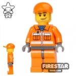LEGO City Mini Figure Construction Worker Orange Overalls 5