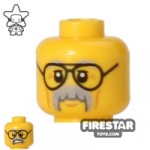 LEGO Mini Figure Heads Gray Moustache Glasses