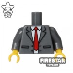 LEGO Mini Figure Torso Dark Blueish Gray Suit Red Tie
