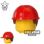 LEGO Red Construction Helmet with Brown Hair