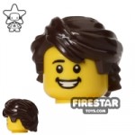 LEGO Hair Mid Length Swept Back Dark Brown