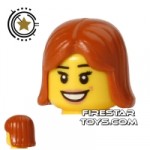 LEGO Hair Center Parting Dark Orange