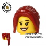 LEGO Hair Pony Tail With Side Fringe Dark Red