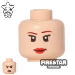 LEGO Mini Figure Heads Dark Red Eyebrows Smile/Angry