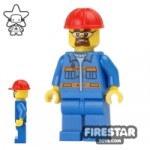 LEGO City Mini Figure Construction Worker Blue Overalls 5