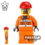 LEGO City Mini Figure Construction Worker Orange Overalls 12