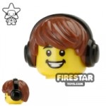 LEGO Hair Choppy with Headphones Reddish Brown