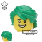 LEGO Hair Mid Length Swept Back Green