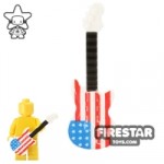 BrickForge Electric Guitar White with American Flag Print