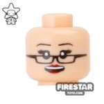 Custom Mini Figure Heads Grin with Glasses Light Flesh
