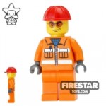 LEGO City Mini Figure Construction Worker Orange Overalls 13