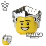 LEGO Hair Slicked Back Chrome Silver