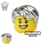 LEGO Hair Short Tousled Chrome Silver