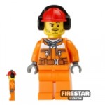 LEGO City Mini Figure Construction Worker Orange Overalls 15