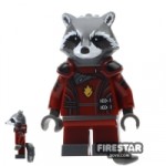 LEGO Super Heroes Mini Figure Rocket Raccoon Dark Red Outfit