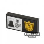 Printed Tile 1×2 FBI Badge