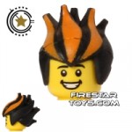 LEGO Hair Spiked Black and Orange