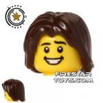 LEGO Hair Mid Length Tousled Dark Brown