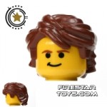 LEGO Hair Mid Length Swept Back Reddish Brown