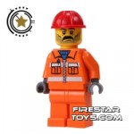 LEGO City Mini Figure Construction Worker Orange Overalls 4