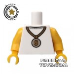 LEGO Mini Figure Torso White Top And Gold Medallion