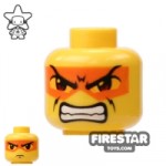 LEGO Mini Figure Heads Orange Mask And Bared Teeth
