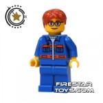 LEGO City Mini Figure Construction Worker Blue Overalls 2