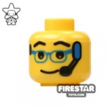 LEGO Mini Figure Heads Blue Glasses And Headset